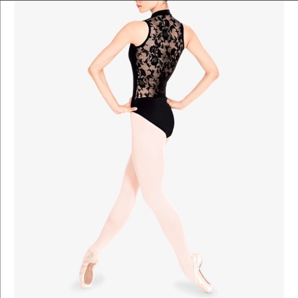 Black lace back ballet leotard